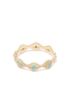 Gold & Diamond Small Bezel Evil Eye Eternity Ring With Turquoise